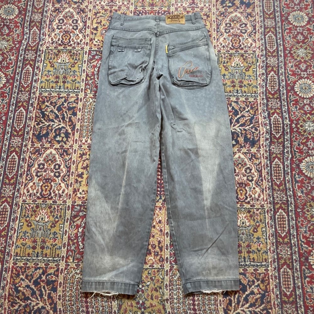 Vtg RARE 80s Limited Edition Paco Jeans Faded Grey Pleated Tab Denim Jeans 30x33